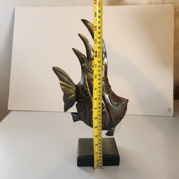 Funky Metal Art Fish On Stand Rustic Brutalist Man Cave Decor Vintage 1990s 90s - Picture 7 of 9